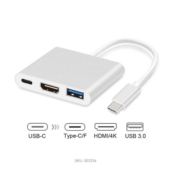 3 in 1 USB Hub Type C to USB C, 4K HDMI and USB 3.0